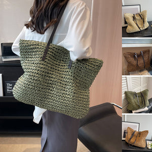 Summer Woven Shoulder Bag Ins Fashion Large Capacity Handbags With Zipper Women's Beach Bags My Store