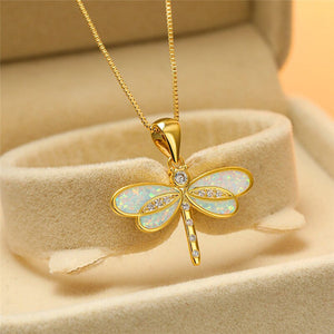 Simulated Opal Dragonfly Ladies' Pendant Necklace My Store